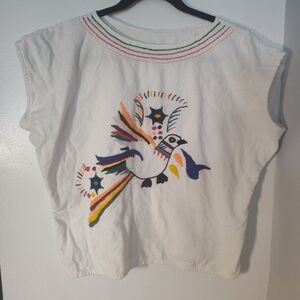 Colorful Bird Embroidered Top 2X